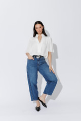 White Silky Milan Fluted Blogger Shirt