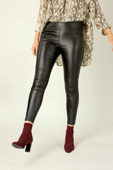 Black Waxed Leatherette Slim Jean