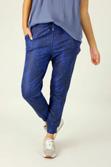 Cobalt Leatherette Stitch Jogger