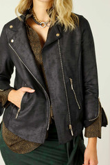 Black Leatherette Biker Jacket