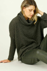 Khaki Fluffy Turtle Neck Jumper - SALE Khaki Fluffy Turtle Neck Jumper - SALE