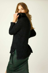 Black Fluffy Turtle Neck Jumper