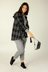 Black & White Check Swing Coat