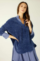 Blue Velour Vee Jumper - SALE