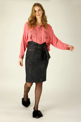 Black Foil Leatherette Mini Skirt - SALE