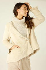 Beige Faux Fur Swing Jacket