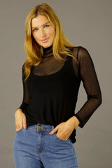 Spot Mesh Accent Top - FINAL SALE