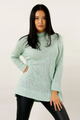 Mint Raglan Turtle Neck Top