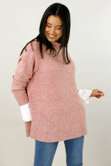 Pink Raglan Turtle Neck Top