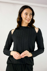 Black Glam Rib Top - SALE