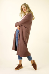 Dusty Mauve Cotton Maxi Cardigan - SALE