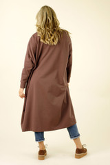 Dusty Mauve Cotton Maxi Cardigan - SALE