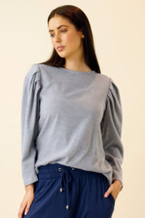 Sky Brushed Tuck Sleeve Jumper