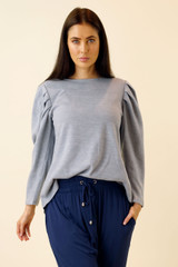 Sky Brushed Tuck Sleeve Jumper