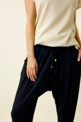 Black Bamboo Tie Slouch Pant