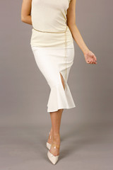 Ivory Vegan Leather Flounce Skirt - SALE