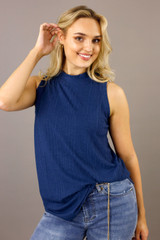 Navy Shan Rib Cami - SALE