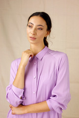 Lilac Silky Shirt Dress - SALE