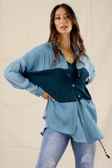 Teal Soft Touch Splice Shirt - SALE