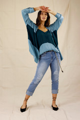 Teal Soft Touch Splice Shirt - SALE