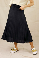 Black Lurex Pleat Skirt - FINAL SALE