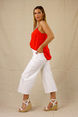 White Denim Flare Culottes