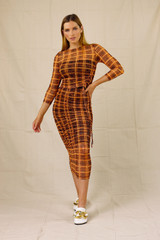 Orange Ruched Mesh Skirt - SALE
