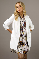 White Sheen Long Line Blazer - SALE