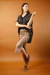 Mocha Vegan Leather Tuck Skirt - FINAL SALE