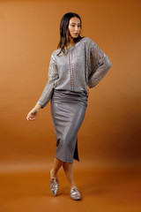 Grey Vegan Leather Tuck Skirt - SALE