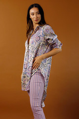 Paisley Silky Boyfriend Maxi Shirt