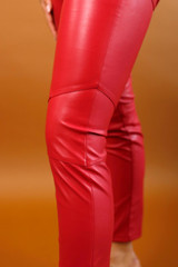 Red Vegan Leather Biker Pant