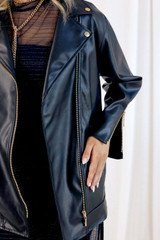 Black Vegan Leather Jacket - SALE