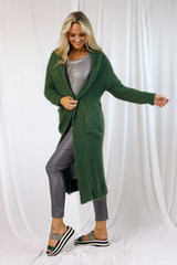 Khaki Fluffy Raglan Cardi