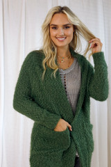 Khaki Fluffy Raglan Cardi