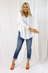 White Seta Twist Back Top