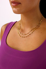 Gold Double Strand Cross Chain Necklace