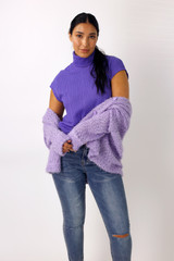 Purple Rib High Neck Top - SALE