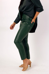 Dark Forest Vegan Leather Slim Pant - SALE