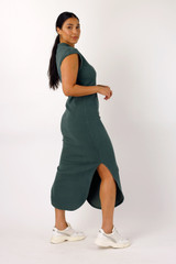 Khaki Plush Rib Dress