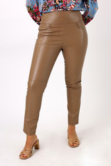 Mocha Vegan Leather Slim Pant - SALE