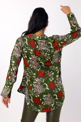 Khaki Floral Silky Gatsby Shirt - SALE