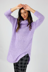 Lilac Fluffy Turtle Jumper