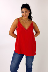 Red Soft Touch Lace Cami