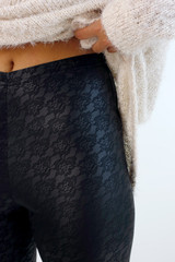 Black Lace Leather Look Legging