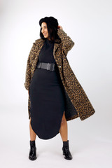 Animal Knit Zip Hem Coat