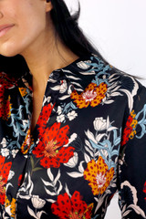 Black Floral Silky Asana Shirt