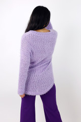 Lilac Fluffy V Neck Jumper