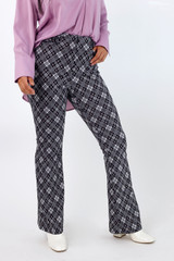 Pink Check Ponte Zip Up Flare