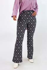 Pink Check Ponte Zip Up Flare
